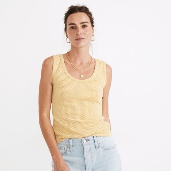 Madewell Tops - Madewell Women's Floral Jacquard Tie Back Tank Top Mystic Yellow Medium AN452